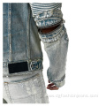 Custom Denim Bomber Jacket Washed Pocket Mens Denim